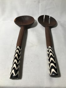 African Handmade Wood Salad Spoon & Fork