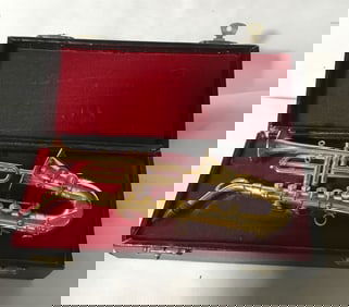 Toy Brass Saxophone & Trumpet in Case