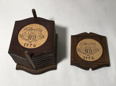 Wood Federal Eagle 1776 Beverage Coasters