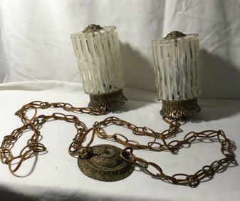 Vintage Ceiling Swag Light Fixture with chains
