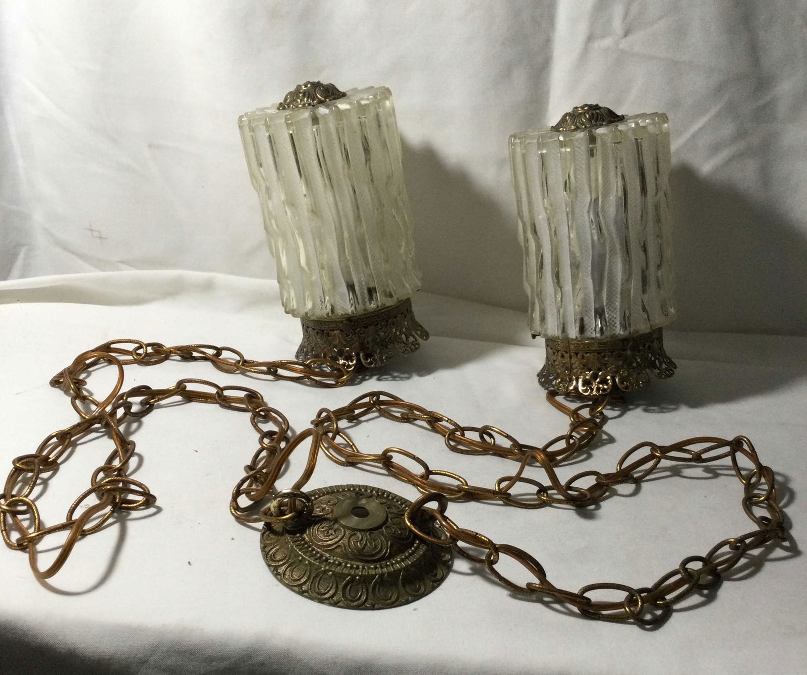 Vintage Ceiling Swag Light Fixture with chains (1 of 5)