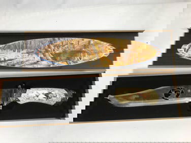 Buck Motif Hunting Knife in org case