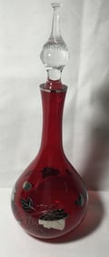 Bohemian Ruby Red Glass Decanter w/ Topper