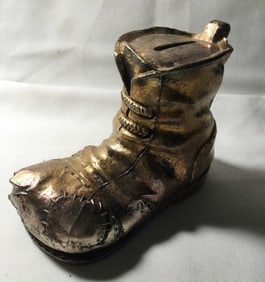 Brass Plated Shoe Coin Bank