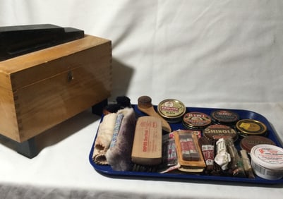 Early Shoe Shine Box w/ Supplies