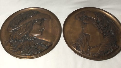 Copper French Wall Plaques - French Aristocrats