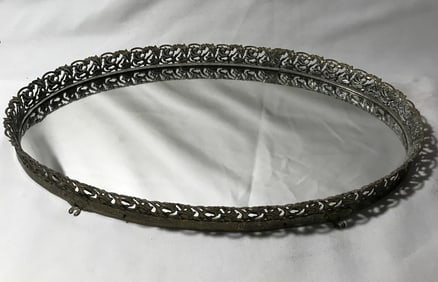 Vintage Gold Tone Filigree Mirror Vanity Tray