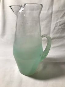 Vintage Frosted Glass Pitcher Pastel Green