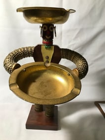 Folk Art Bottle Cap Figure Man Snack Server