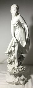 Porcelain Statue Fair Maiden Stepping Over Flowers