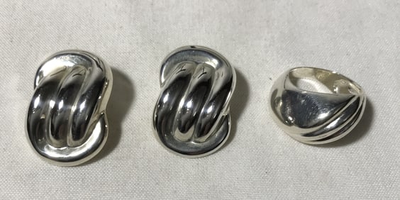 Sterling Earrings & Ring - 18 grams