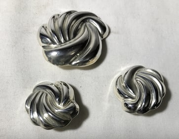 925 Mexican Sterling Earrings & One Brooch