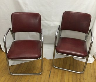 MCM Chrome Chairs with Red Vinyl