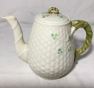 BELLEEK Irish Porcelain Classic Shamrock Teapot