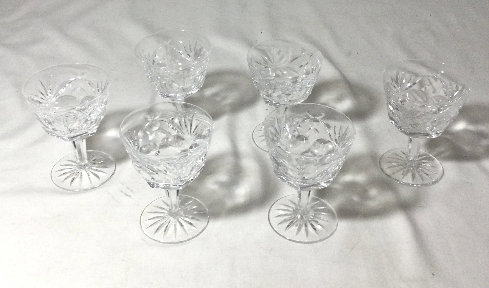 Waterford Crystal Cocktail Glasses (6): Each measures 4 1/8 inches high 3 inch opening at top