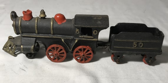 Vintage Cast-iron Train Engine & Coal Car