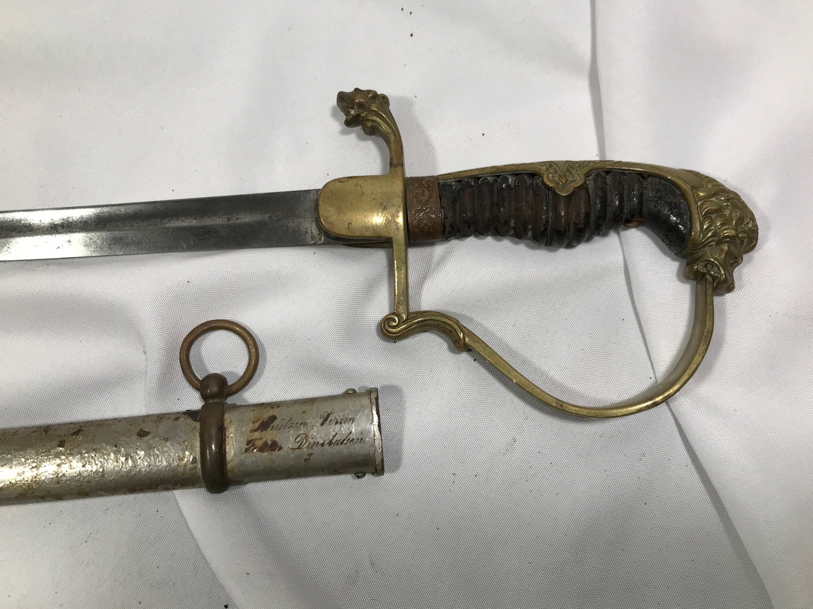 WWI Prussian Jawless Lionhead Artillery Sword (1 of 12)