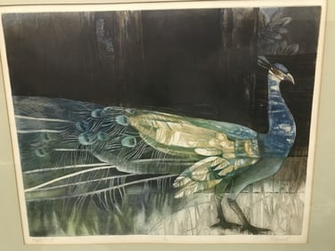 Signed L Gardell NIGHT BIRD Lithograph