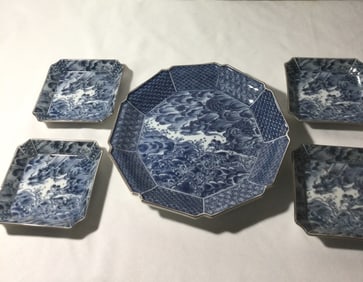Vintage Porcelain Pieces w/ Sea Dragon Pattern