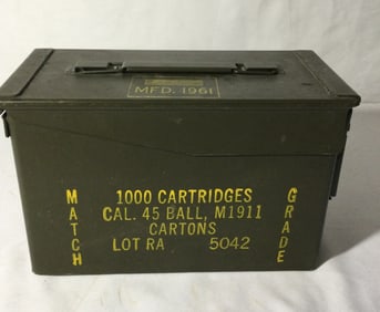 Ammunition Box Designed to Hold 45 cal Bullets