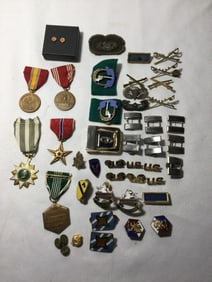 Assortment of Military Pins and Metals