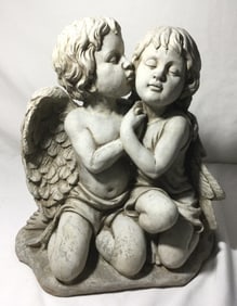 Cast Stone Garden Kissing Angels Statue