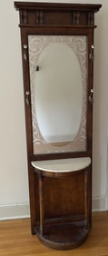 Mirrored Hall Tree w/ Marble Top Shelf