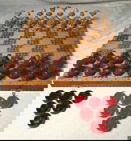 Vintage Chess Board w/ Folding Wood Board