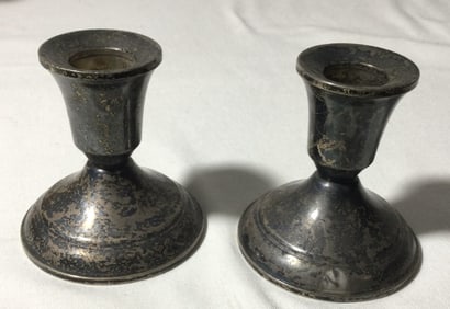 Duchin Sterling Weighted Candle Holders - Pair