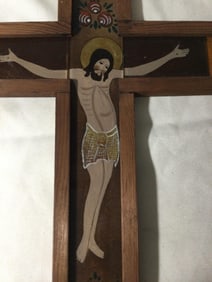 Wooden Crucifix with hand-painted Plexiglass