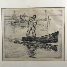 George Renouard Sketching Man Rowing Boat