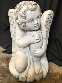 Cast Sone Kneeling Angel Statue