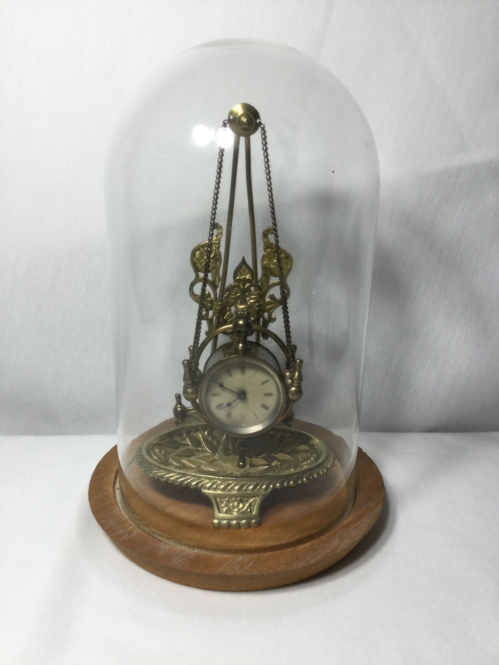Hanging Brass Clock in Dome Display (1 of 5)
