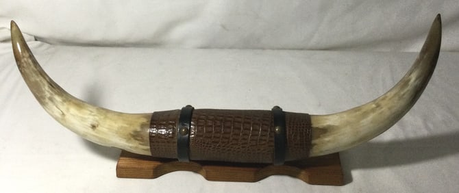 Longhorn Steer Horns Wrapped w/ Decorative Leather