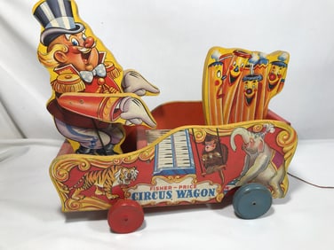 Vintage Fisher Price Circus Wagon Pull Toy
