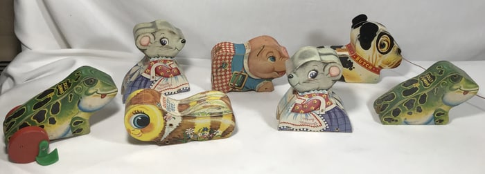 Vintage Fisher Price Pull Toys Litho on Wood