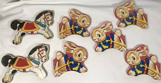 Vintage Fisher Price Litho on Wood Pull Toys