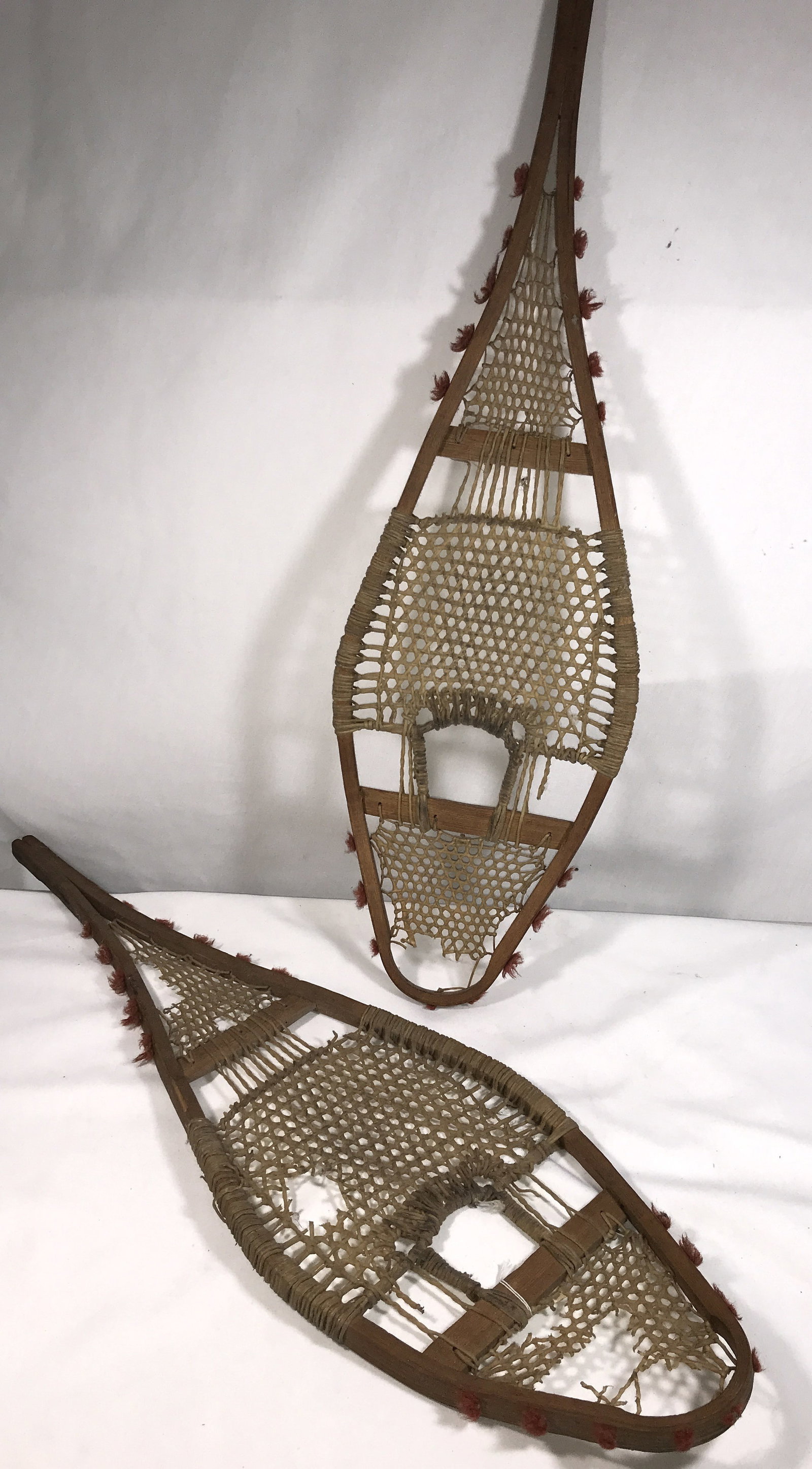 Vintage Snow Shoes: Measures 33 inches long by 10 inches wide