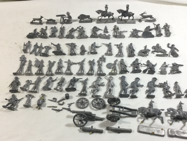Collection of 69 Lead Toy Soldiers Unpainted