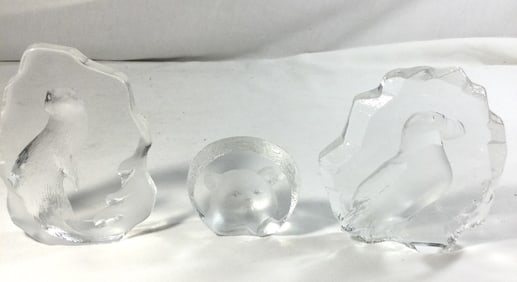 Crystal Paperweights with Etched Animals