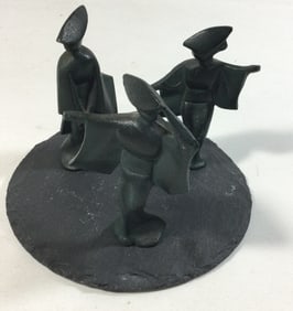 Vintage Mid-Century Cast-Iron Japanese Geishas