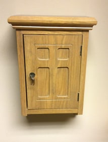 Religious Cross Wood Wall Cabinet w/ Key