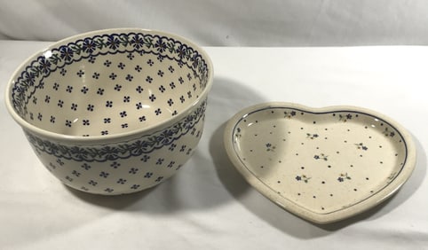 Made in Poland Heart Shaped Dish & Mixing Bowl