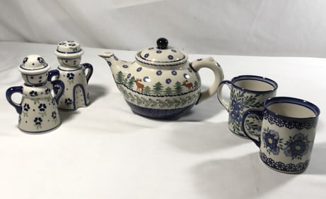 Polish Made Tea Set w/ Salt & Pepper Set