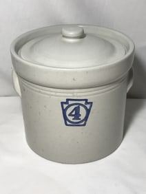 Stoneware #4 Canister or Crock w/ Lid