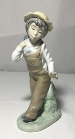 Vintage Lladro Figure Boy Carrying Puppy on Back