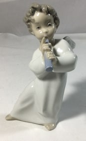 Lladro Angel with Flute Porcelain Figurine