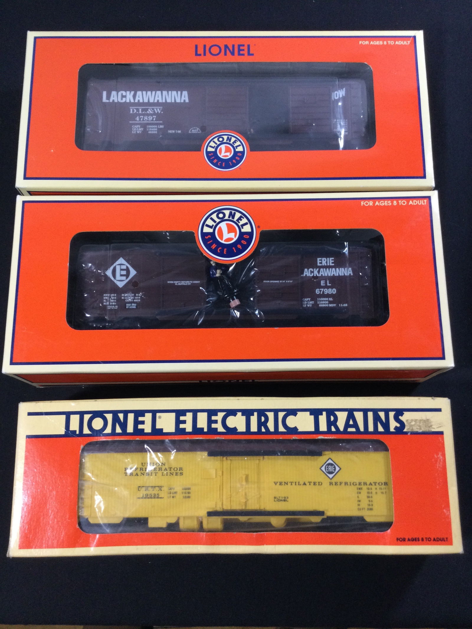 Lionel Erie Boxcar Collection (3) in org boxes (1 of 6)