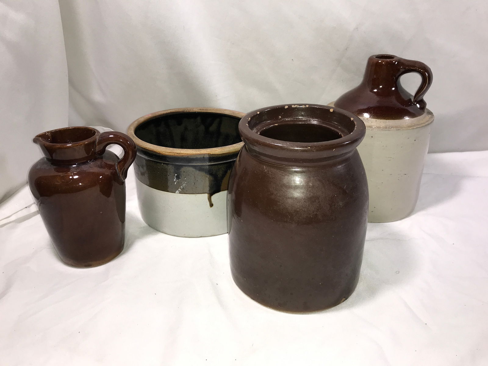 Stoneware Collection (4 pieces): Croc measures 7 /2 inches wide by 5 inches tall, jug measures 8 inches tall.