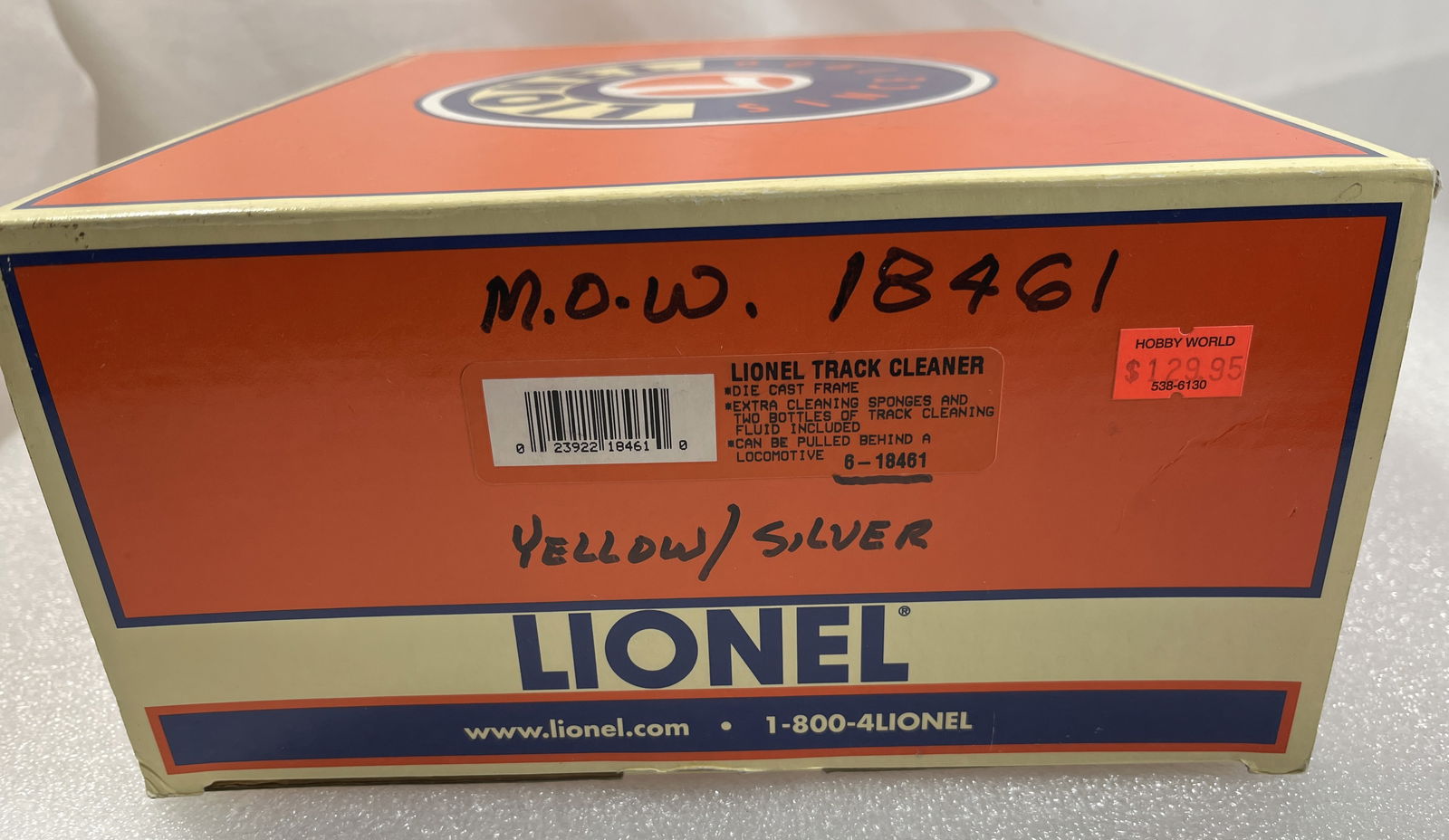 Lionel M.O.W. Track Cleaner in org box: Yellow/Silver, in org box